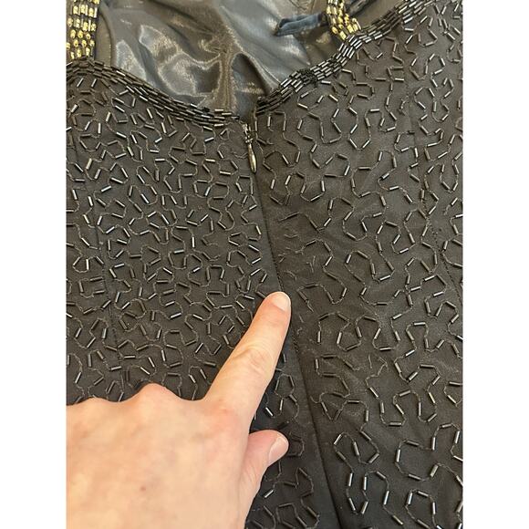 100% Silk Beaded Formal Halter Dress Size XS Statement Dress Glam Luxe - Picture 10 of 14